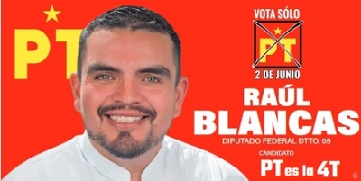 Raúl Blancas sorprende a la clase política al posicionarse en las preferencias electorales a la diputación federal del 05 Distrito